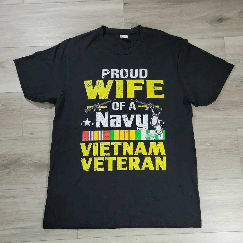 Vietnam Veteran Graphic T-Shirt Men's Large Black Short Sleeve